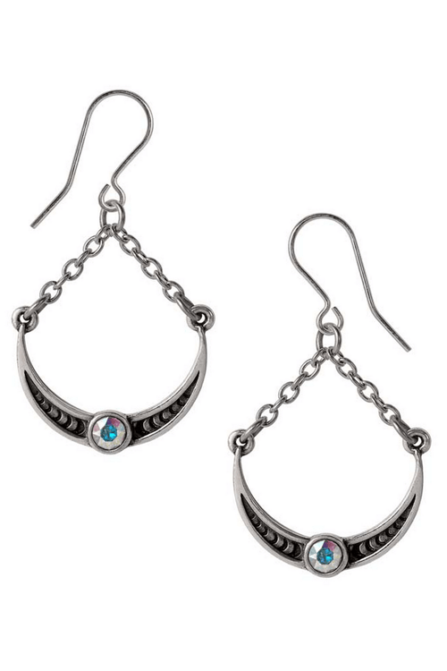 Venus Crescent Moon Earrings with Austrian Crystal Drop