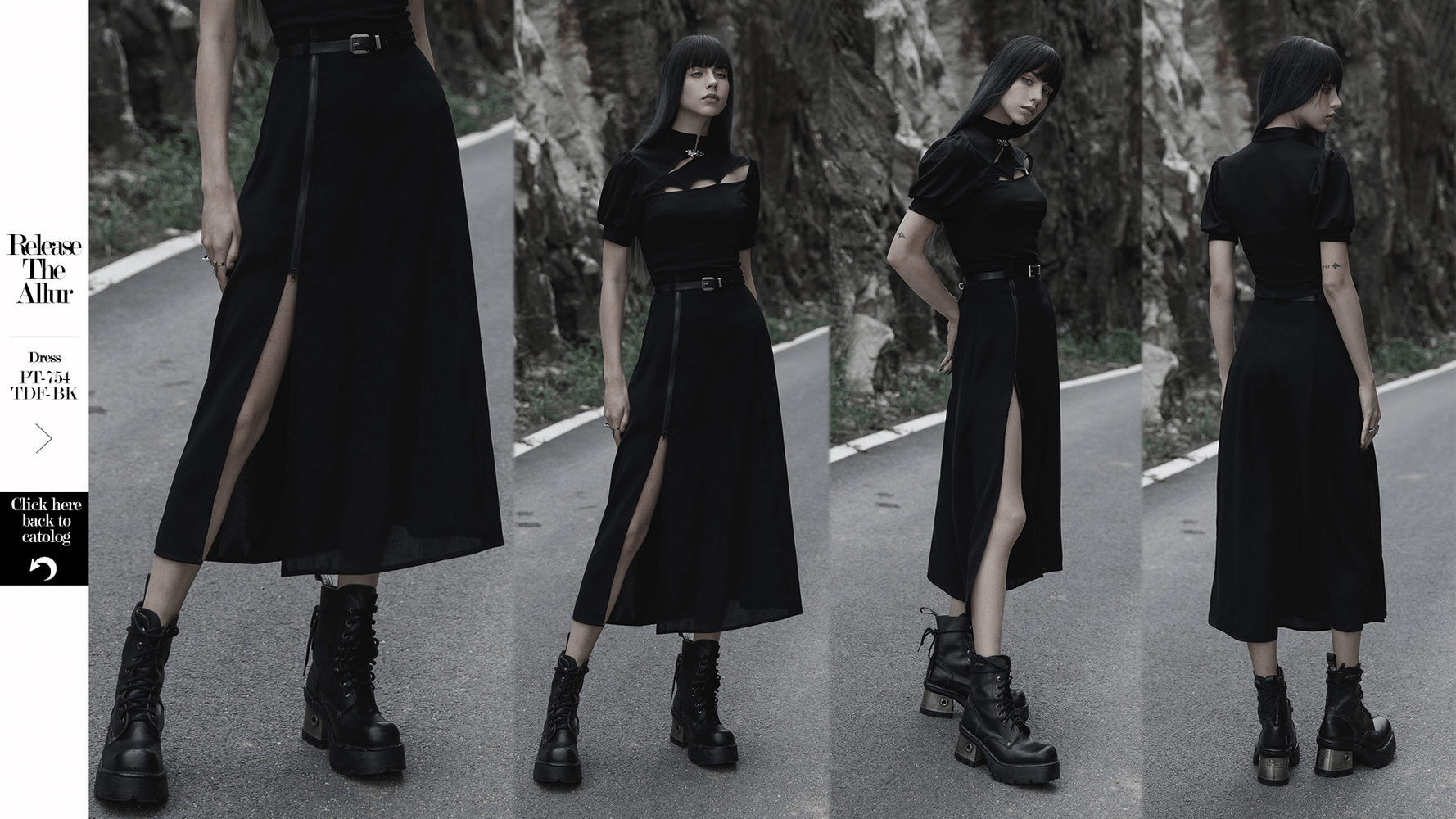 Elegant black A-Line midi skirt with stylish side zipper detail and detachable belt for versatile looks.