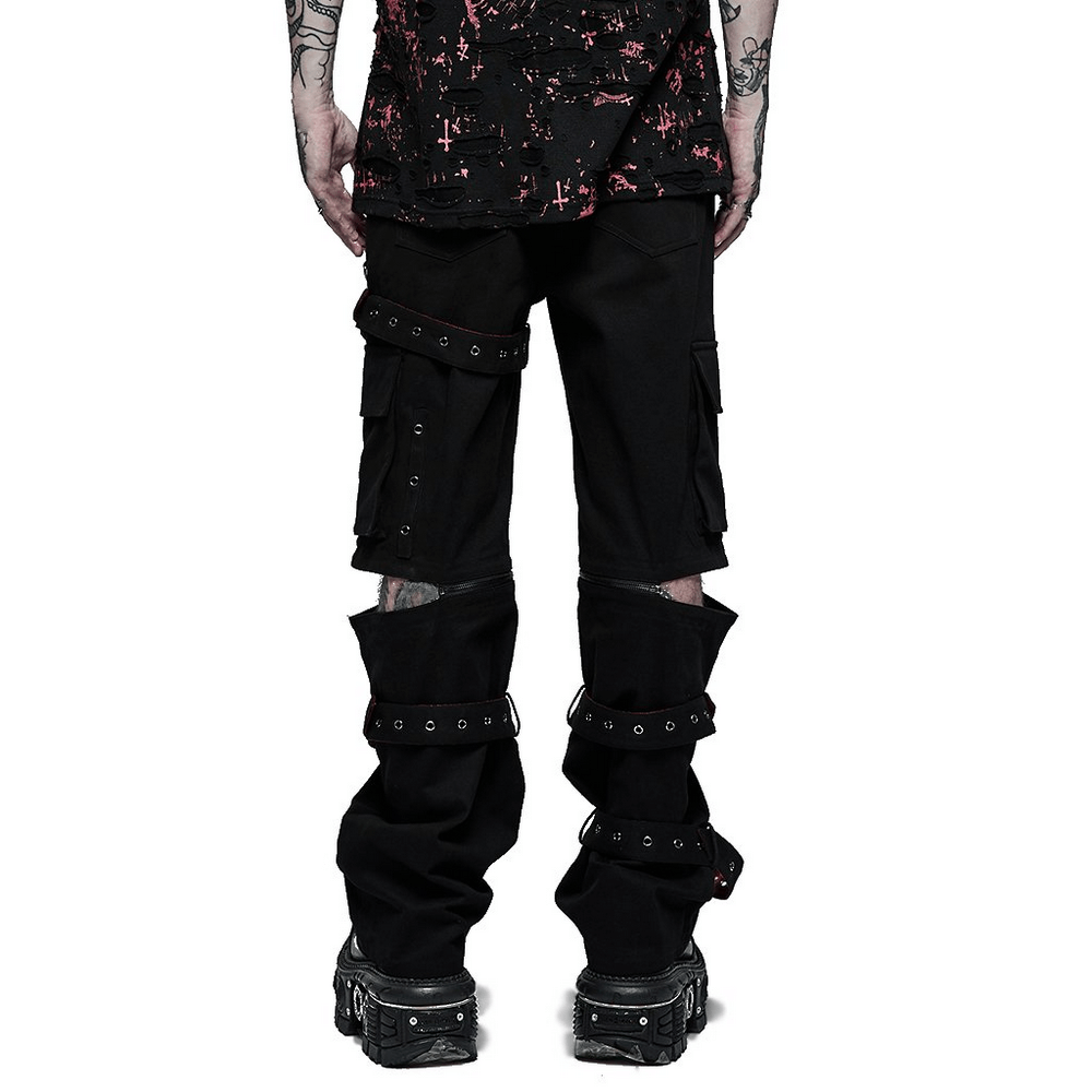 Versatile Punk Cargo Pants with Detachable Legs and Zips - HARD'N'HEAVY