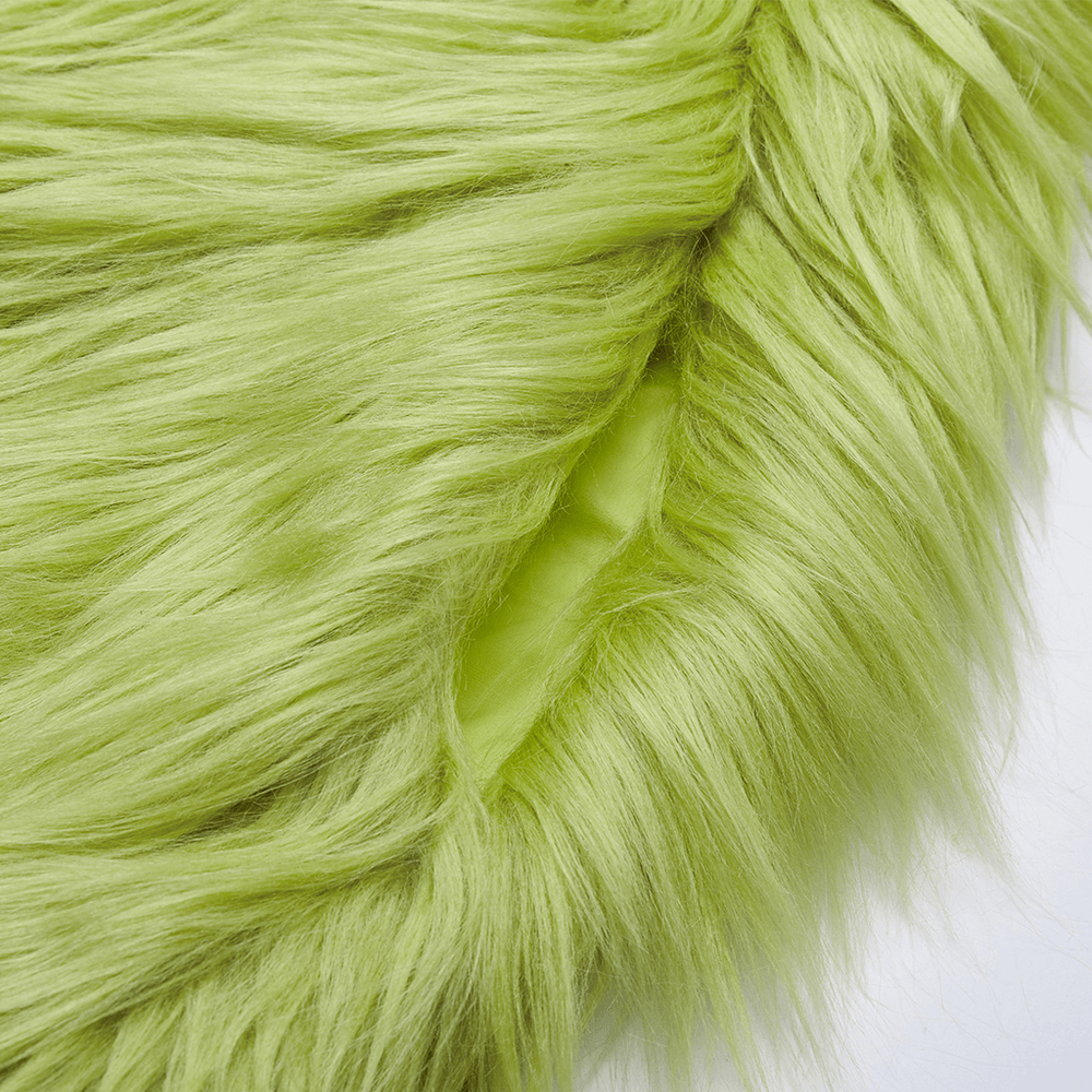 Vibrant Green Faux Fur Punk-Styled Fashion Coat - HARD'N'HEAVY