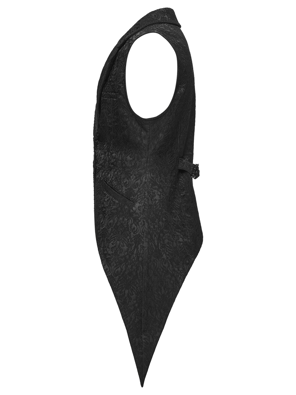 Victorian Asymmetrical Waistcoat with Diagonal Button Front black brocade gothic vest with pointed hem