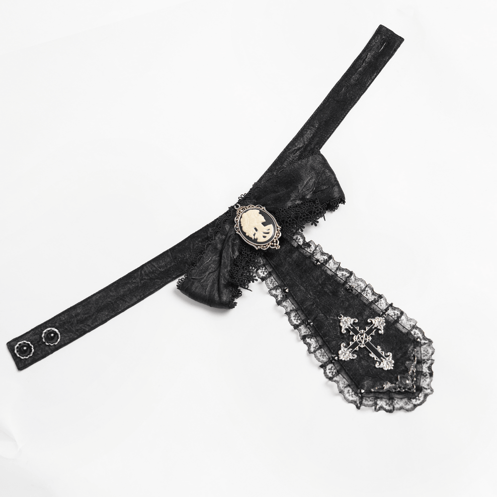 Viktorianisches Halsband mit Schleife und Barockspitzen-Krawatte