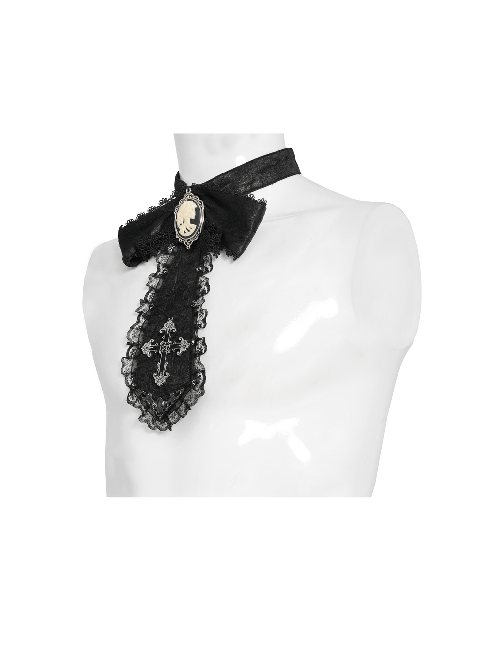 Viktorianisches Halsband mit Schleife und Barockspitzen-Krawatte