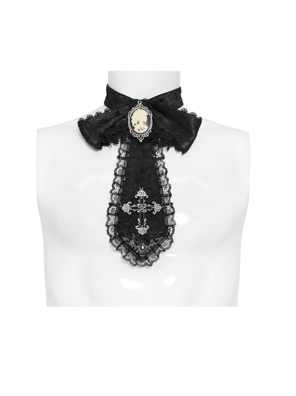 Viktorianisches Halsband mit Schleife und Barockspitzen-Krawatte