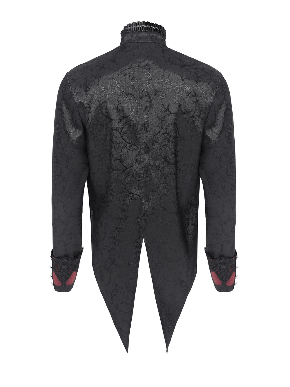 Victorian Brocade Tailcoat Shirt with Ornate Metal Buttons