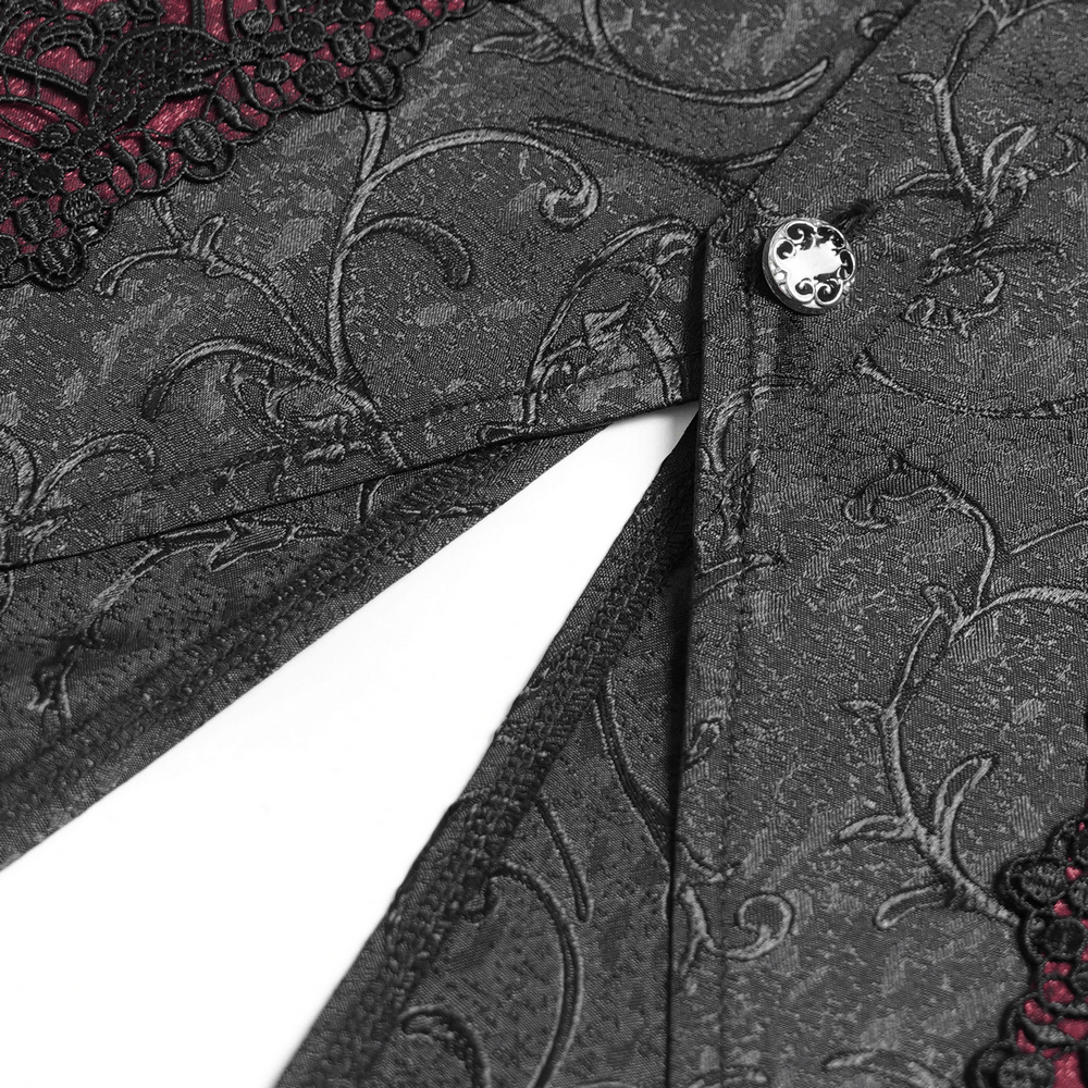 Victorian Brocade Tailcoat Shirt with Ornate Metal Buttons