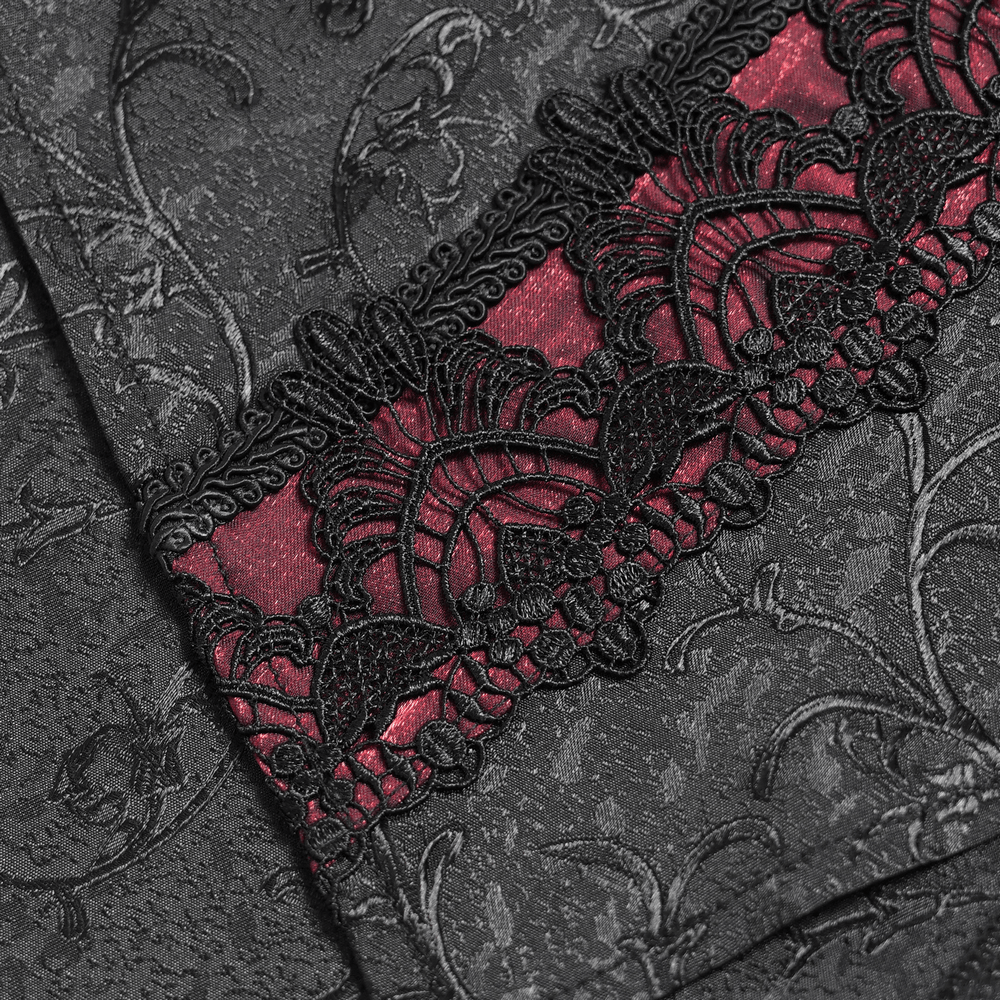 Victorian Brocade Tailcoat Shirt with Ornate Metal Buttons