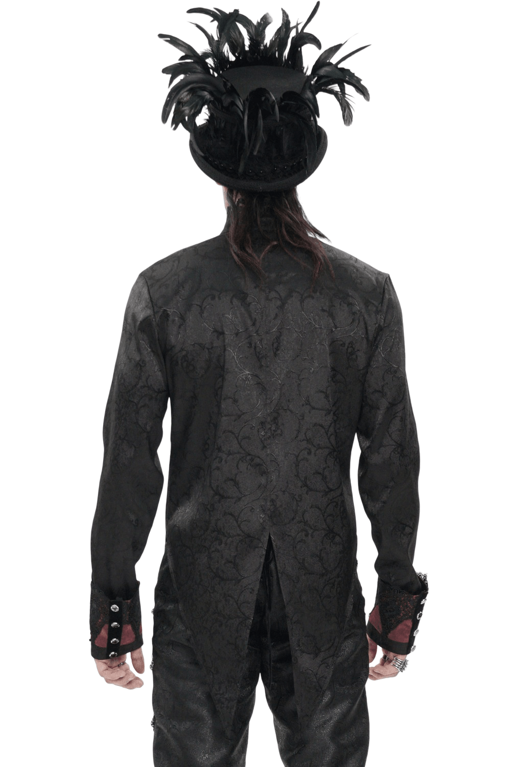 Victorian Brocade Tailcoat Shirt with Ornate Metal Buttons