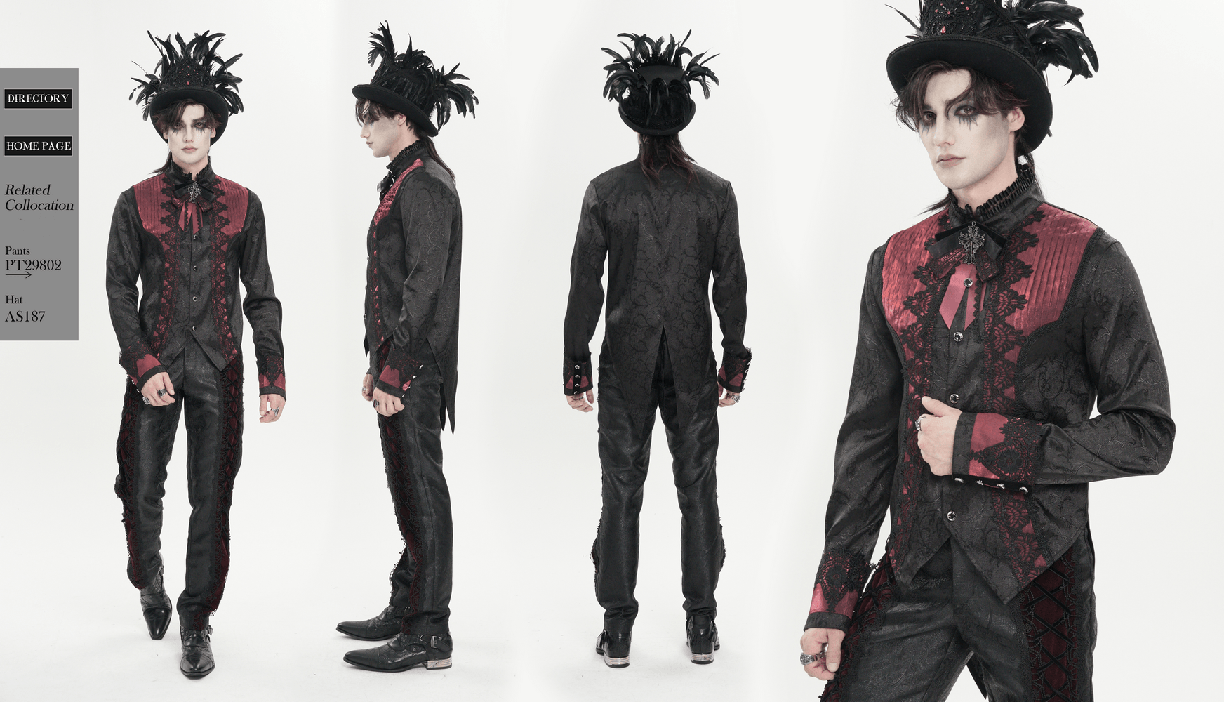Victorian Brocade Tailcoat Shirt with Ornate Metal Buttons