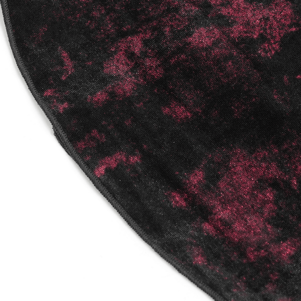 Victorian Burgundy Velvet Lace-Up Bell Sleeve Top in black and burgundy velvet with dramatic gothic texture