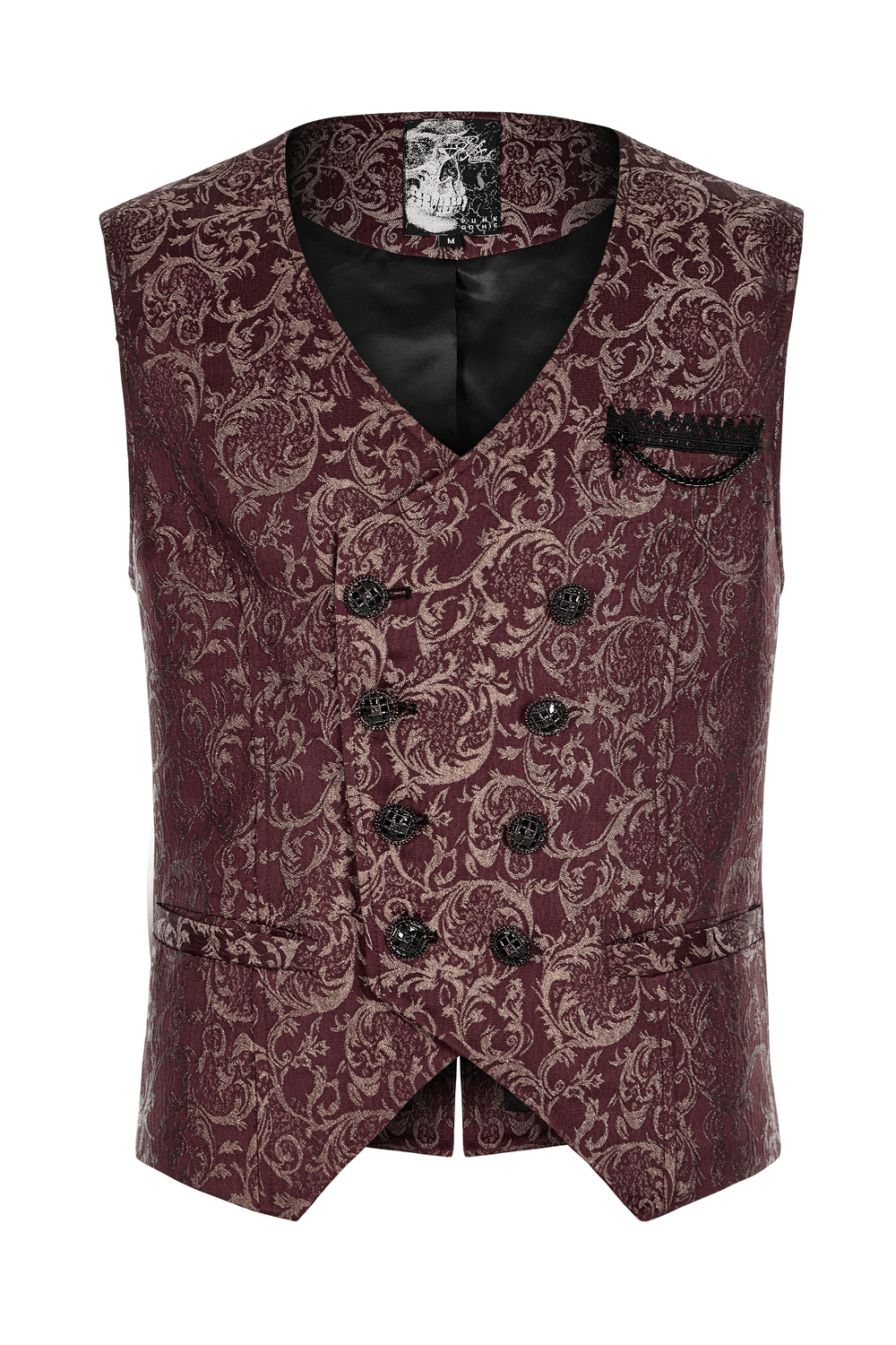 Victorian Elegance Jacquard Goth Waistcoat With Buttons - HARD'N'HEAVY