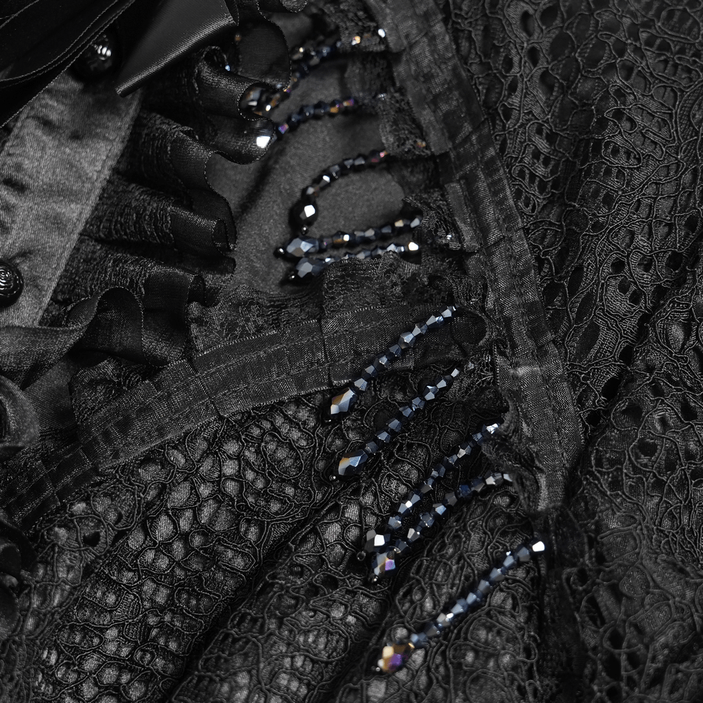 Victorian Elegant Lace Cape with Embellishments showing intricate lace and embellishments details.