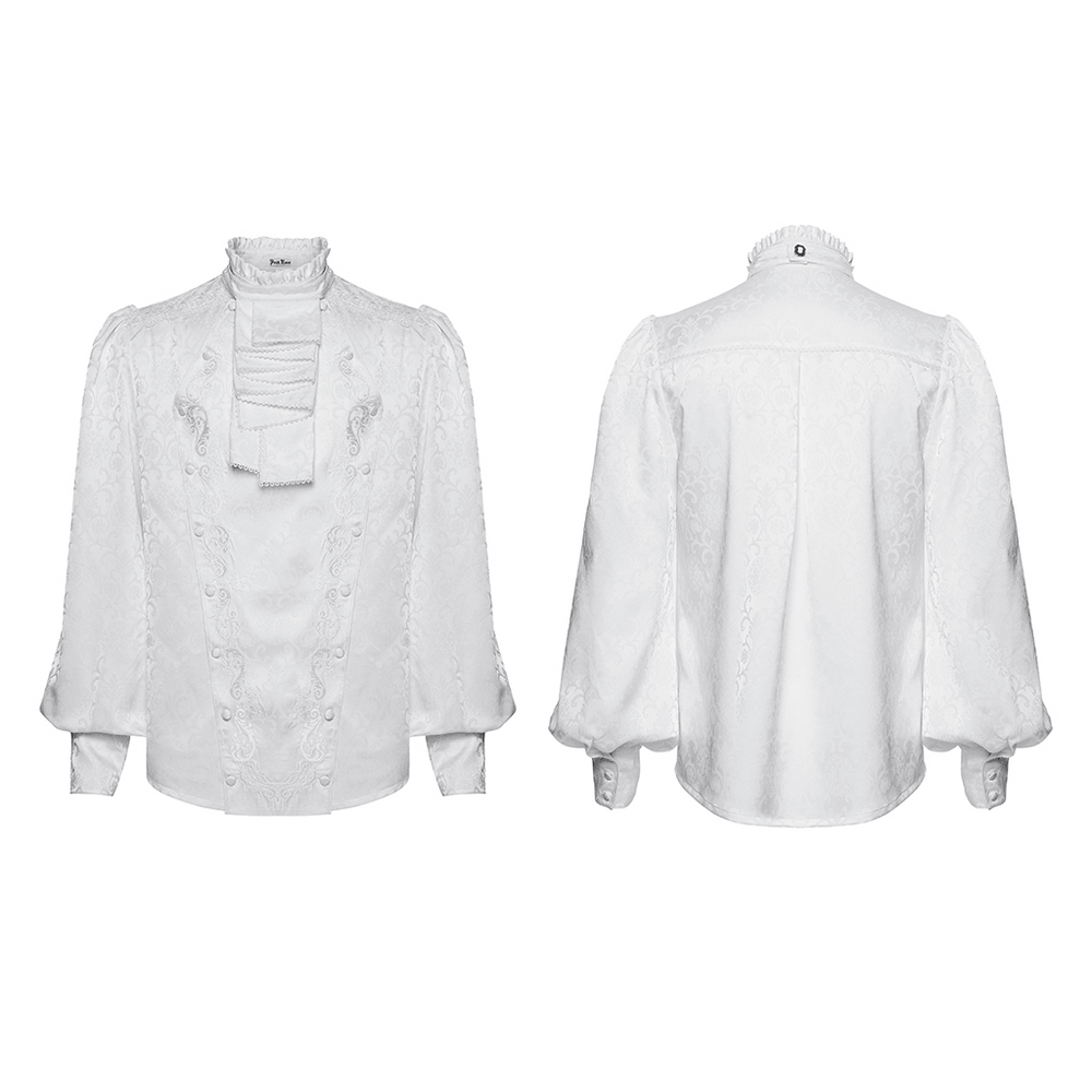 Victorian Embroidered Ruffle Shirt With Detachable Collar