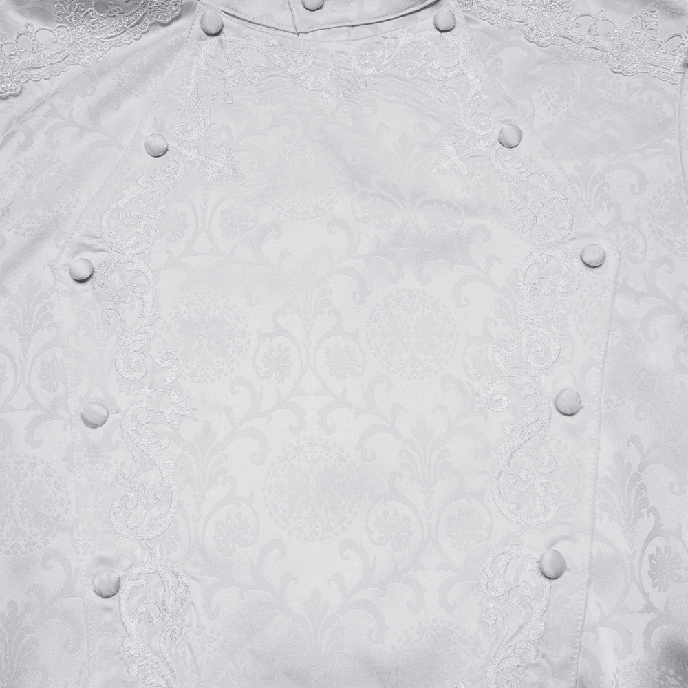 Victorian Embroidered Ruffle Shirt With Detachable Collar