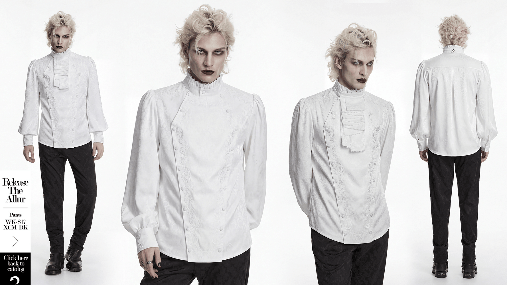 Victorian Embroidered Ruffle Shirt With Detachable Collar