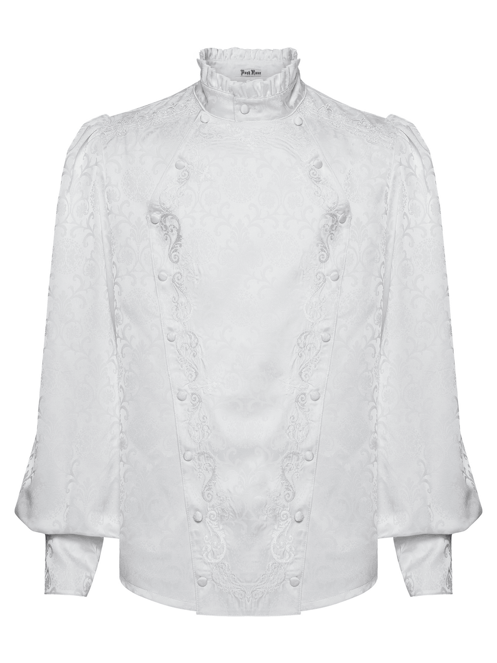 Victorian Embroidered Ruffle Shirt With Detachable Collar