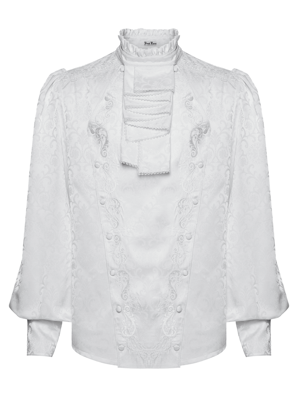 Victorian Embroidered Ruffle Shirt With Detachable Collar