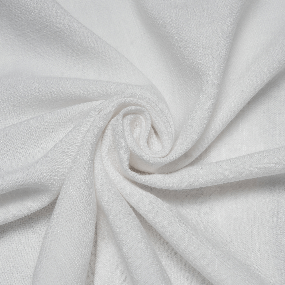 Close-up of fabric used in Victorian Embroidered White Shirt with Puff Sleeves, showcasing its soft texture.