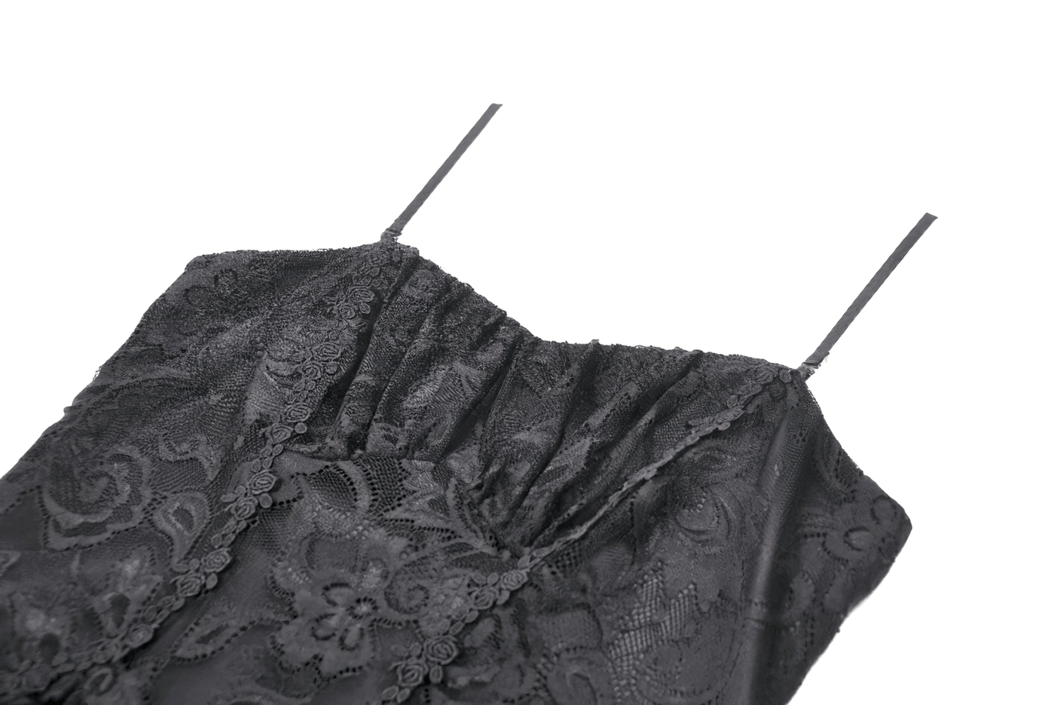 Victorian Goth Tiered Midi Dress With Sheer Floral Skirt