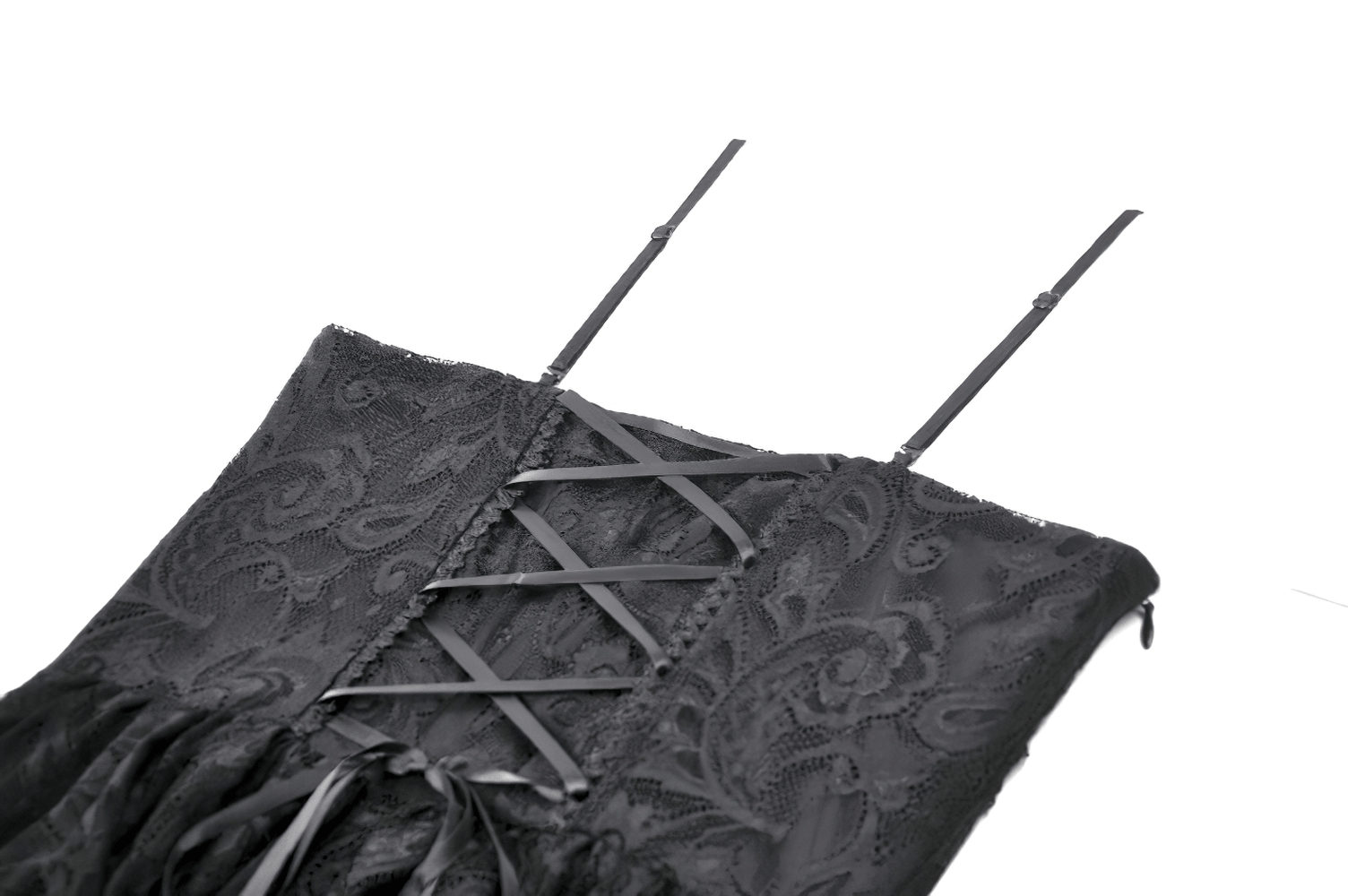 Victorian Goth Tiered Midi Dress With Sheer Floral Skirt