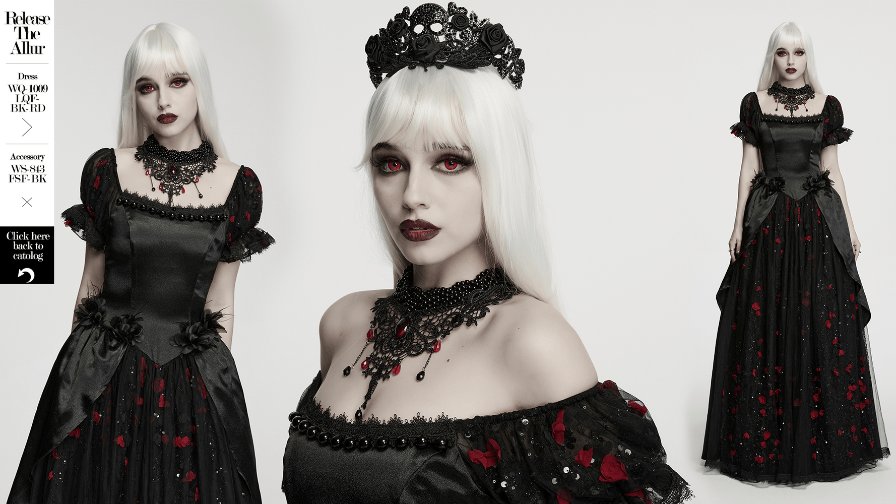 Victorian Gothic Beaded Choker with Red Crystal Drops