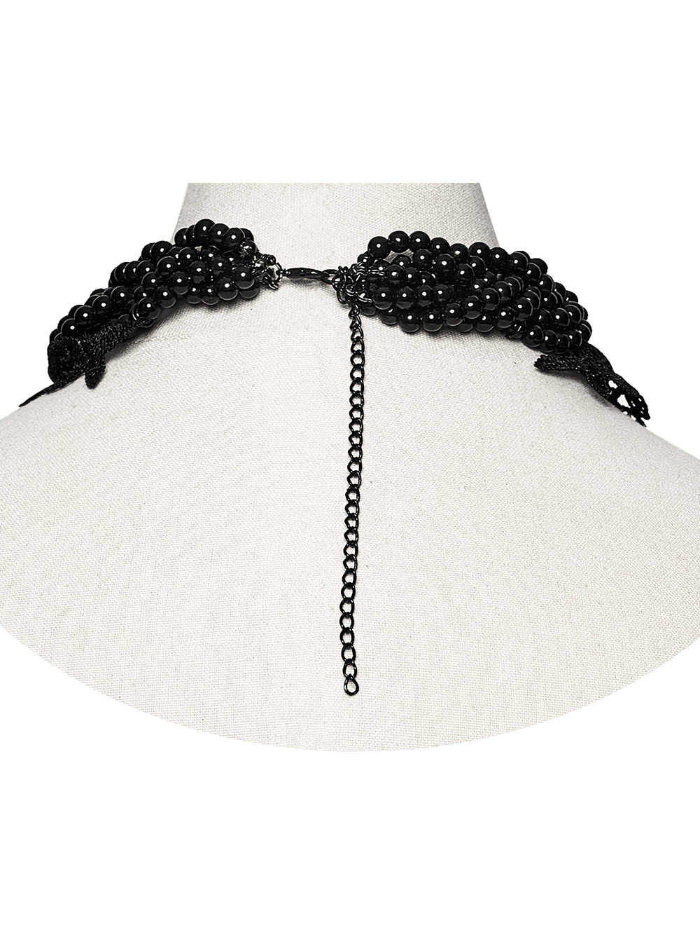 Victorian Gothic Beaded Choker with Red Crystal Drops