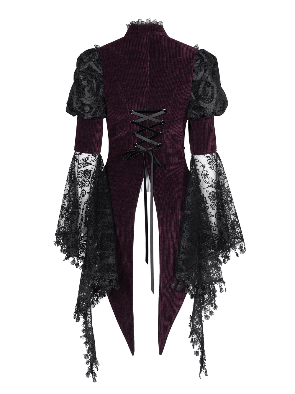 Victorian Gothic Blouse with Bell Sleeves and Lace Accents