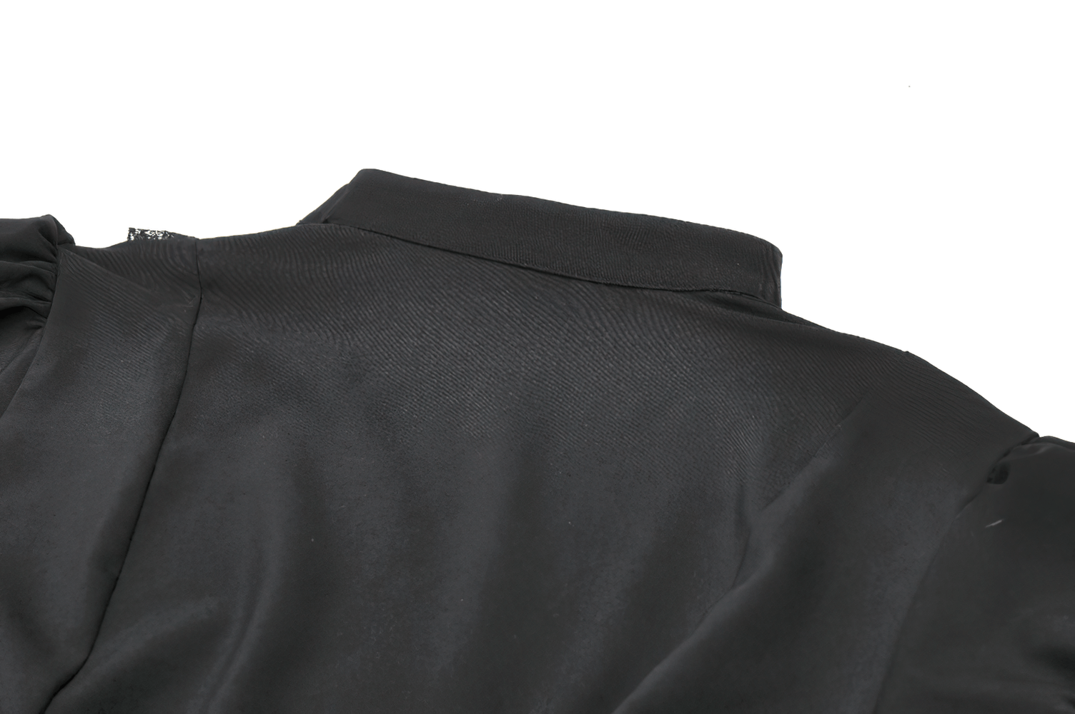 Victorian Gothic Blouse with Lace Ruffles and Back Lacing showing the elegant back detail.