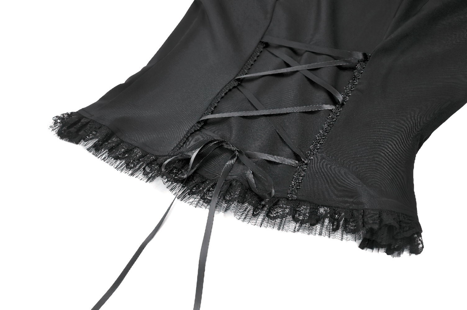 Victorian Gothic Blouse with Lace Ruffles and Back Lacing showcasing intricate lace details and elegant back lacing.