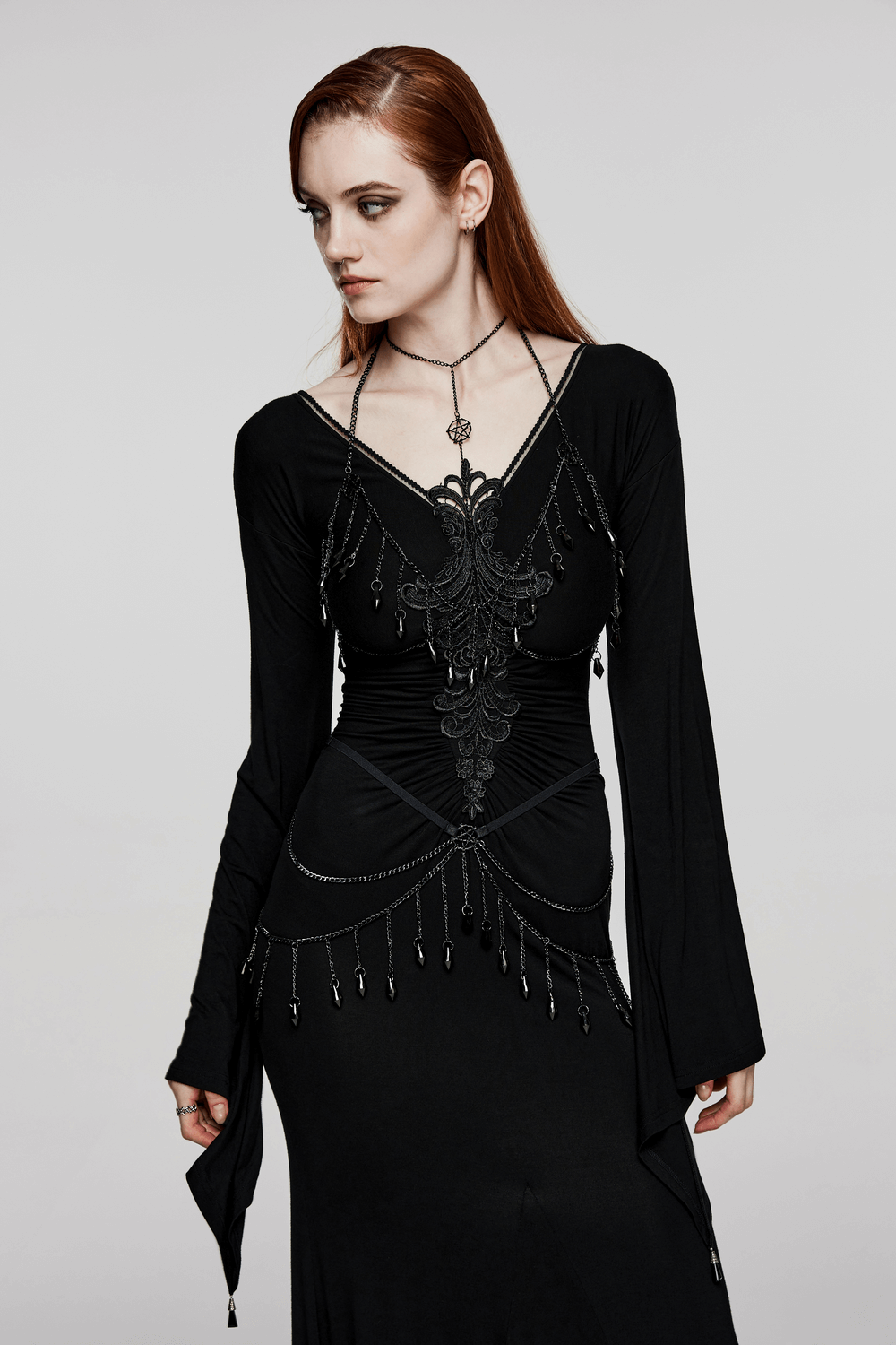 Victorian Gothic Body Chain with Crystal Tassels - HARD'N'HEAVY