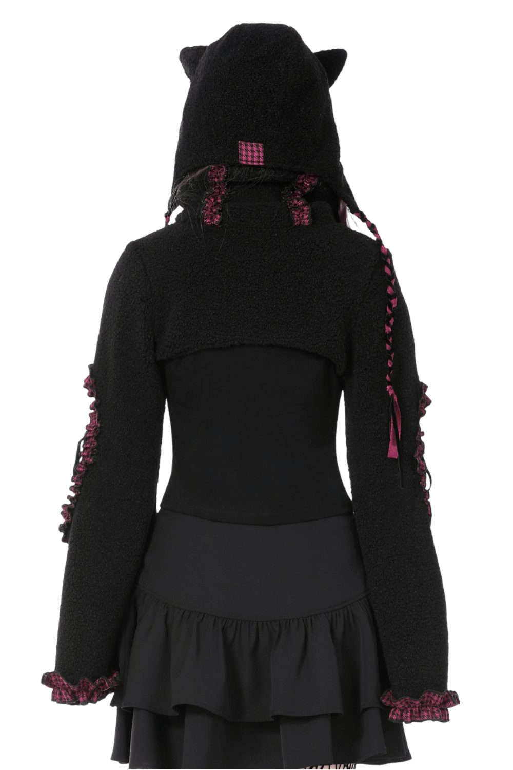 Victorian Gothic Cape with Pink Contrast Lace