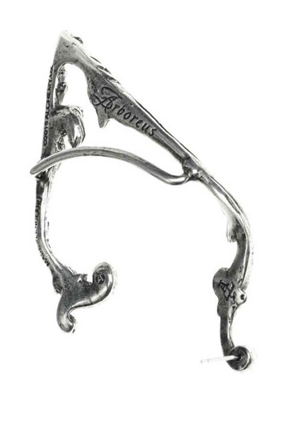 Victorian Gothic elf ear wrap featuring intricate swirling flourishes, perfect for fantasy lovers and costume accessories.