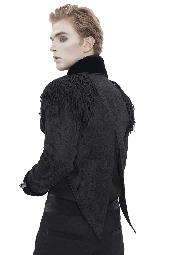 Victorian Gothic Embroidered Male Jacket with Tassels