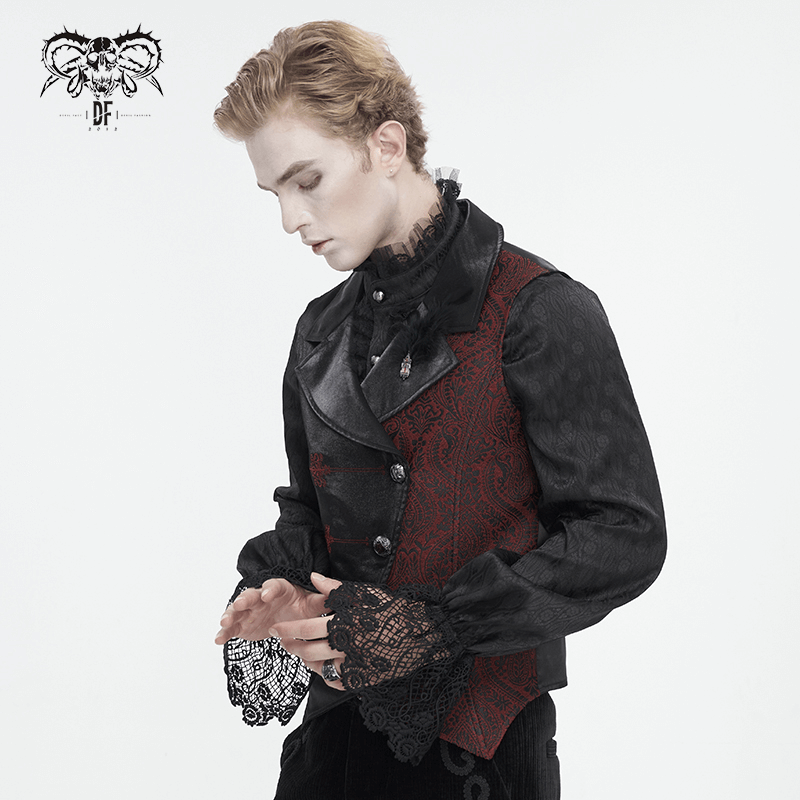 Gothic Elegance Victorian waistcoat jacket for men with intricate embroidery and tailored fit.
