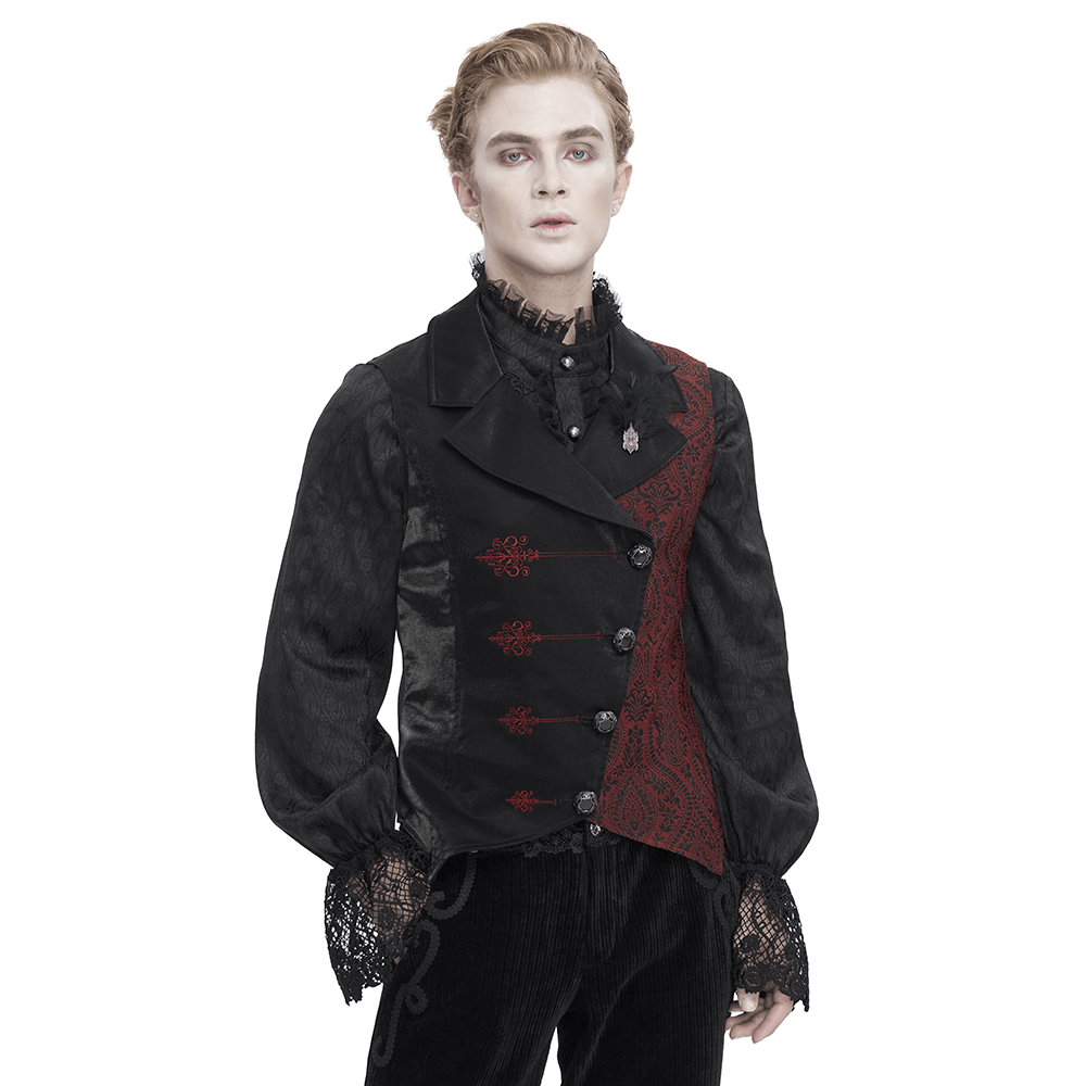 Victorian Gothic Embroidered Waistcoat Jacket for Men