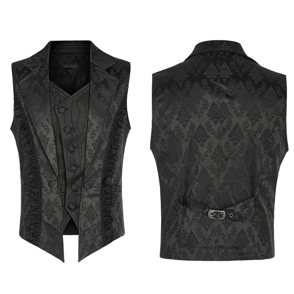 Victorian Gothic Jacquard Lace-Up Vest Waistcoat - HARD'N'HEAVY