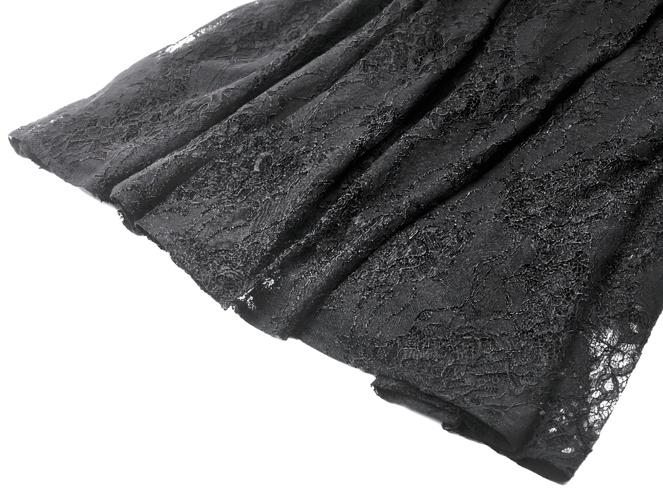 Victorian Gothic Lace and Velvet Layered Evening Dress lace detail showcasing intricate patterns in black.