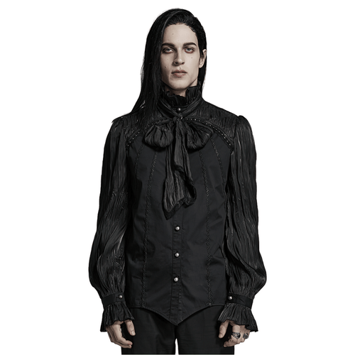 Camisa gótica victoriana plisada con cordones