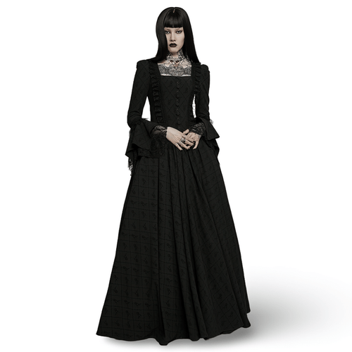 Viktorianisches, gotisches, verstellbares Kleid mit Rosenmuster