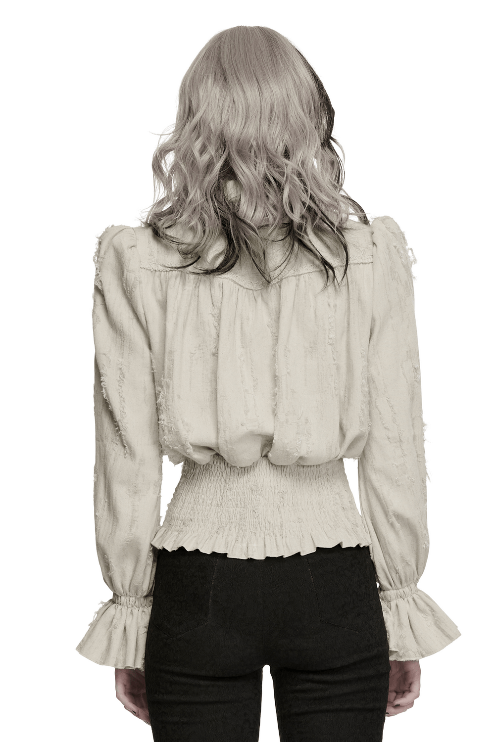 Victorian Gothic Ruffle Cotton Linen Women's Shirt