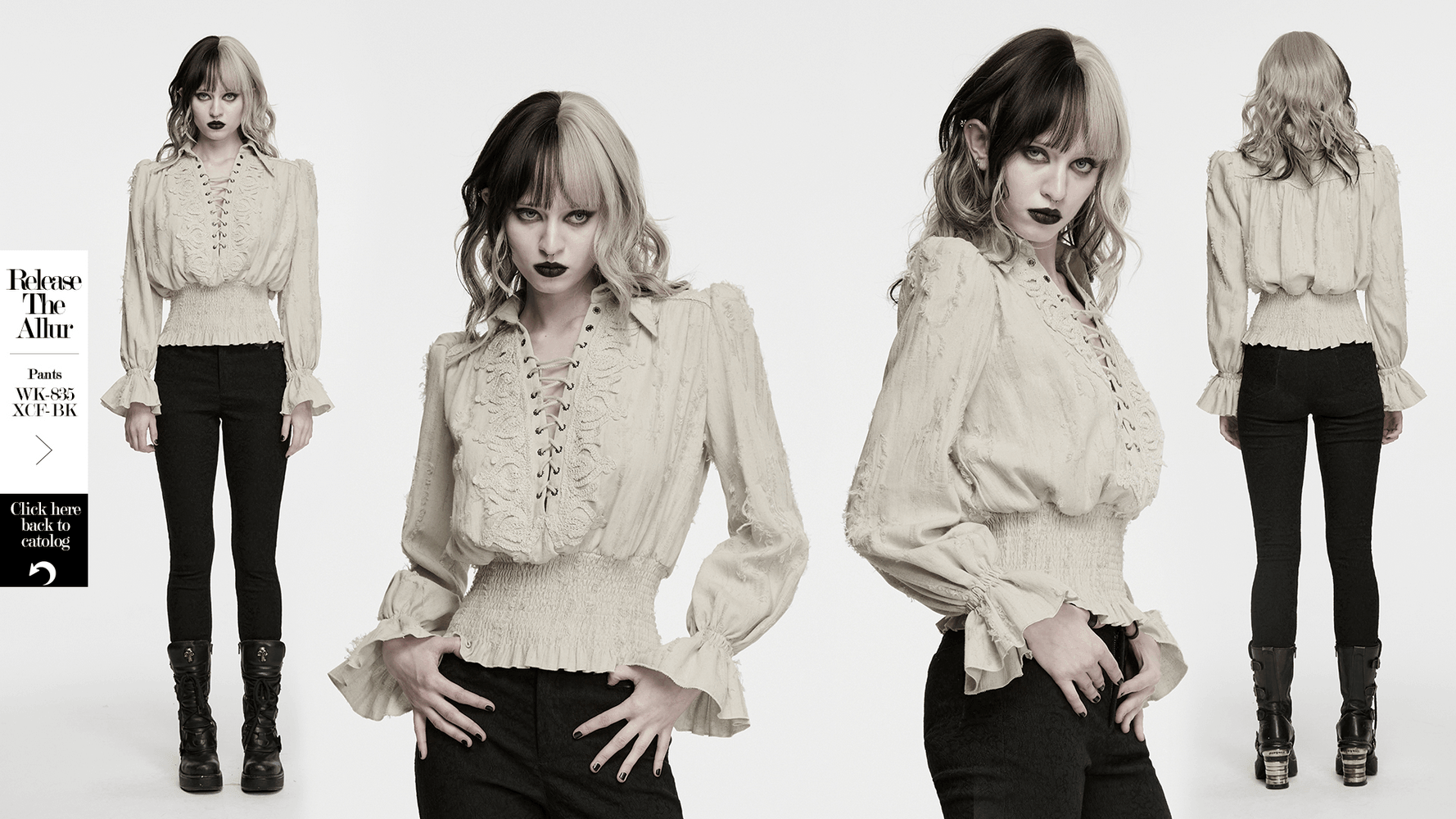 Victorian Gothic Ruffle Cotton Linen Women's Shirt