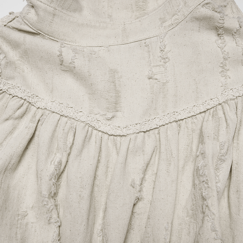 Victorian Gothic Ruffle Cotton Linen Women's Shirt