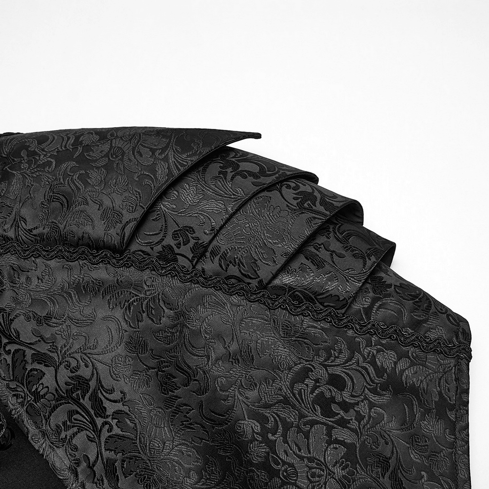 Victorian Gothic Shoulder Armor Cloak with Lace Detailing showcasing intricate lace and armor design.
