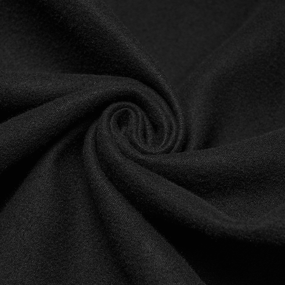 Close-up of luxurious black fabric perfect for creating the Victorian Gothic Shoulder Armor Cloak with Lace Detailing.