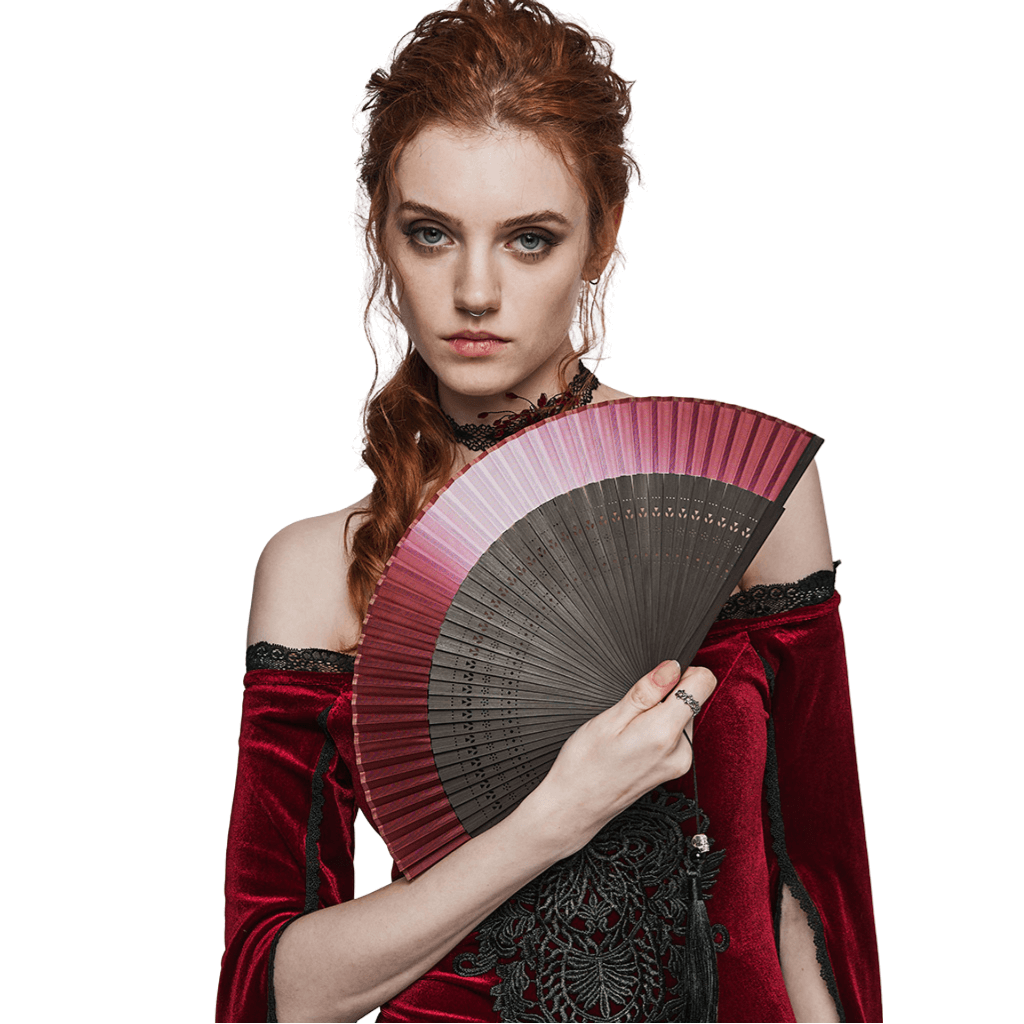 Victorian Gothic Style Hand Fan with Elegant Tassel - HARD'N'HEAVY