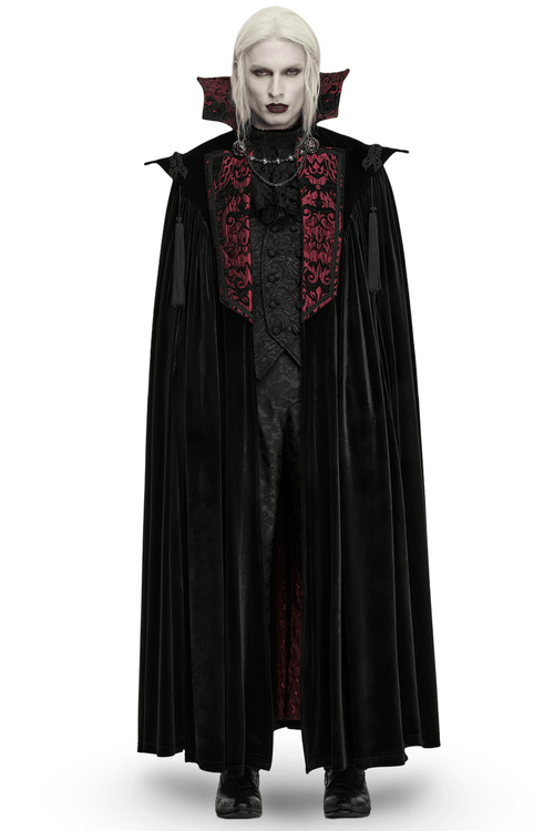 Capa victoriana de terciopelo estilo vampiro gótico con cuello alto