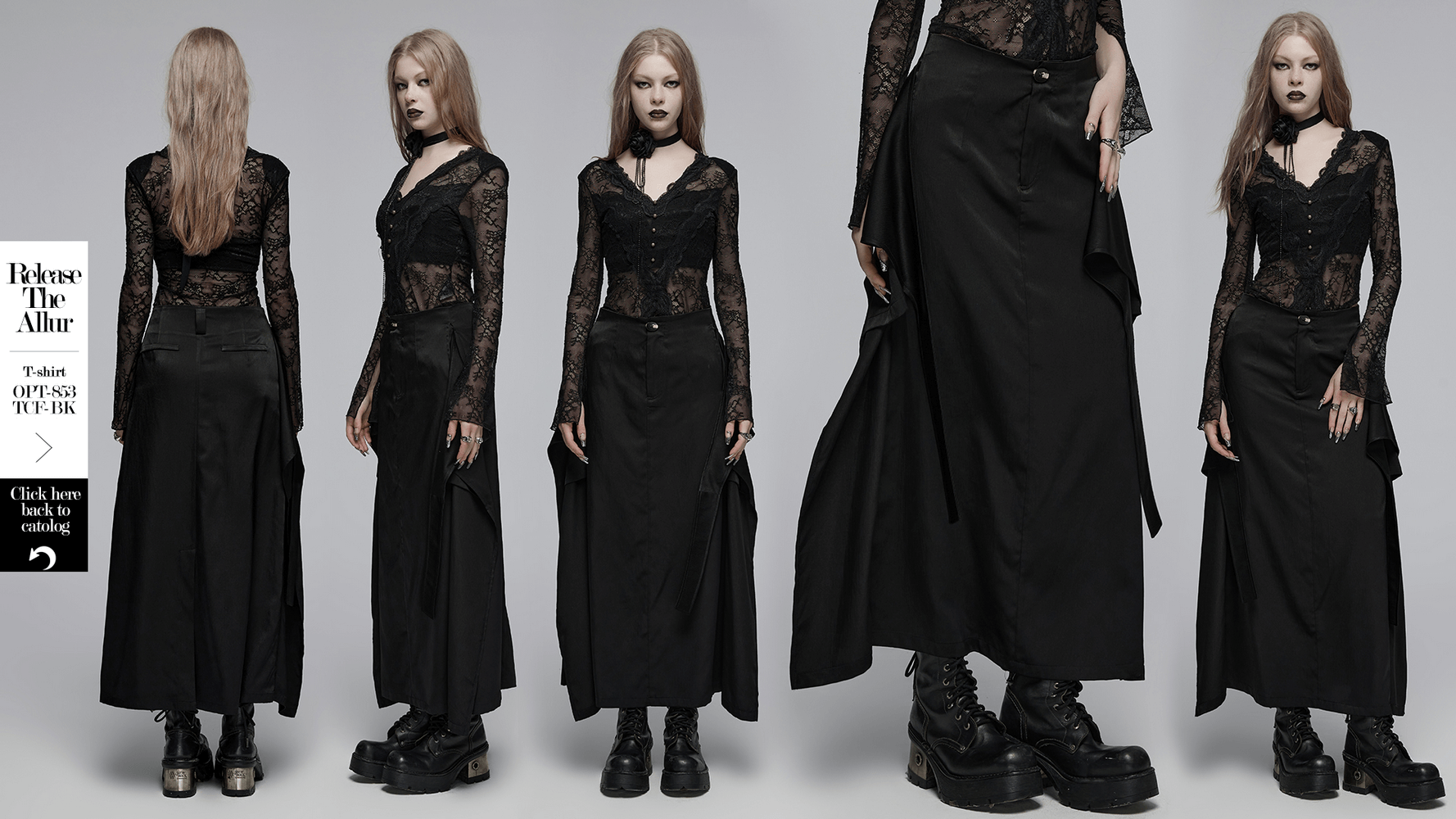 Victorian-Inspired Black A-Line Maxi Skirt with Pockets