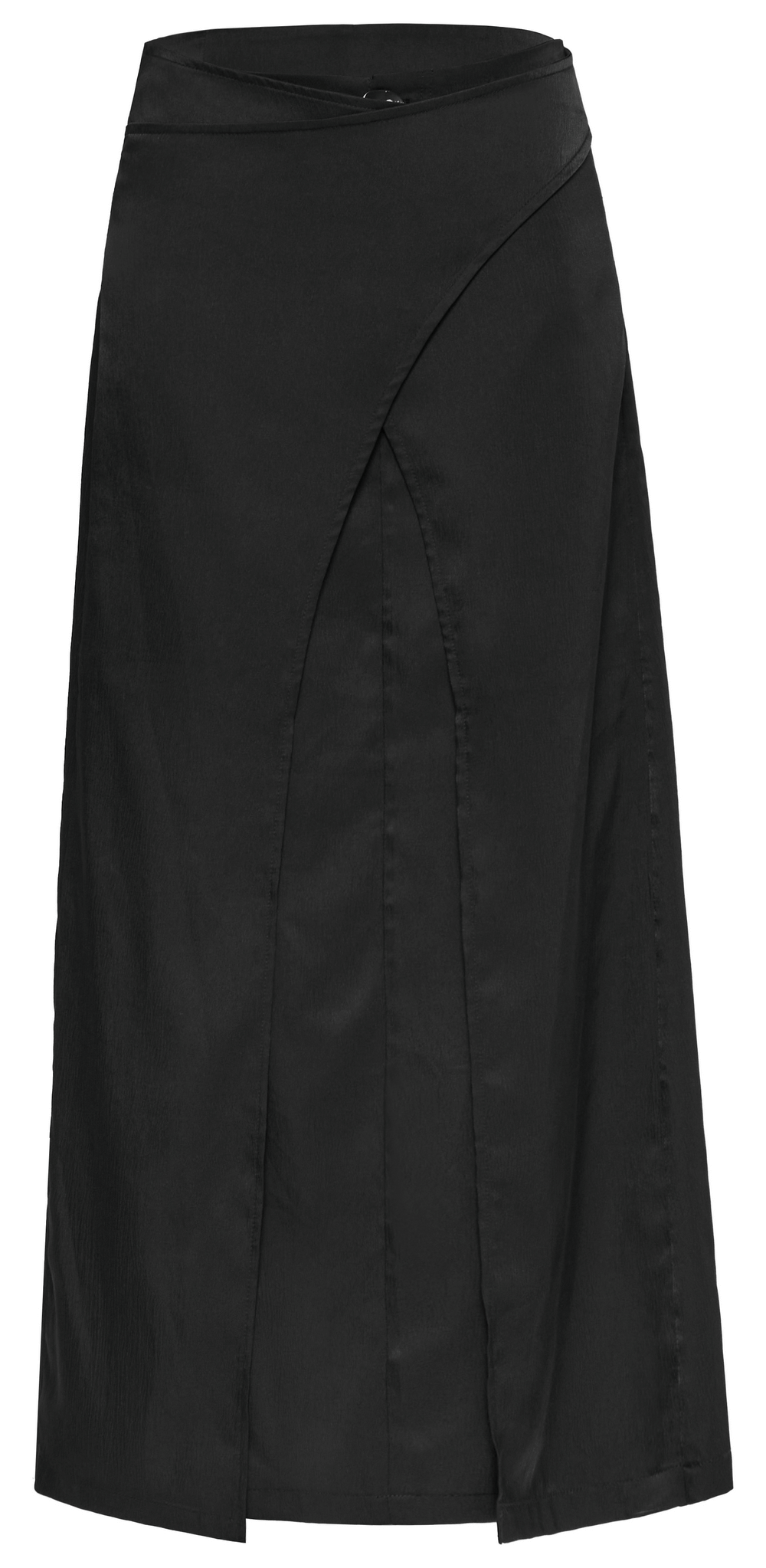 Victorian-inspired black A-line maxi skirt with pockets and elegant rear slit for enhanced movement.