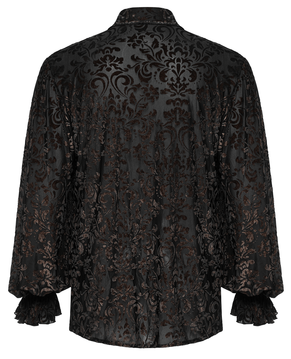 Victorian-Inspired Black Flocked Goth Shirt - HARD'N'HEAVY