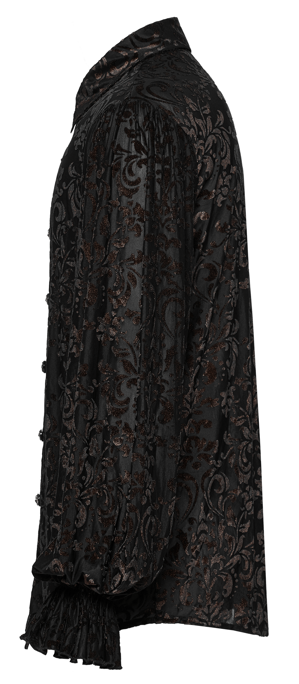 Victorian-Inspired Black Flocked Goth Shirt - HARD'N'HEAVY